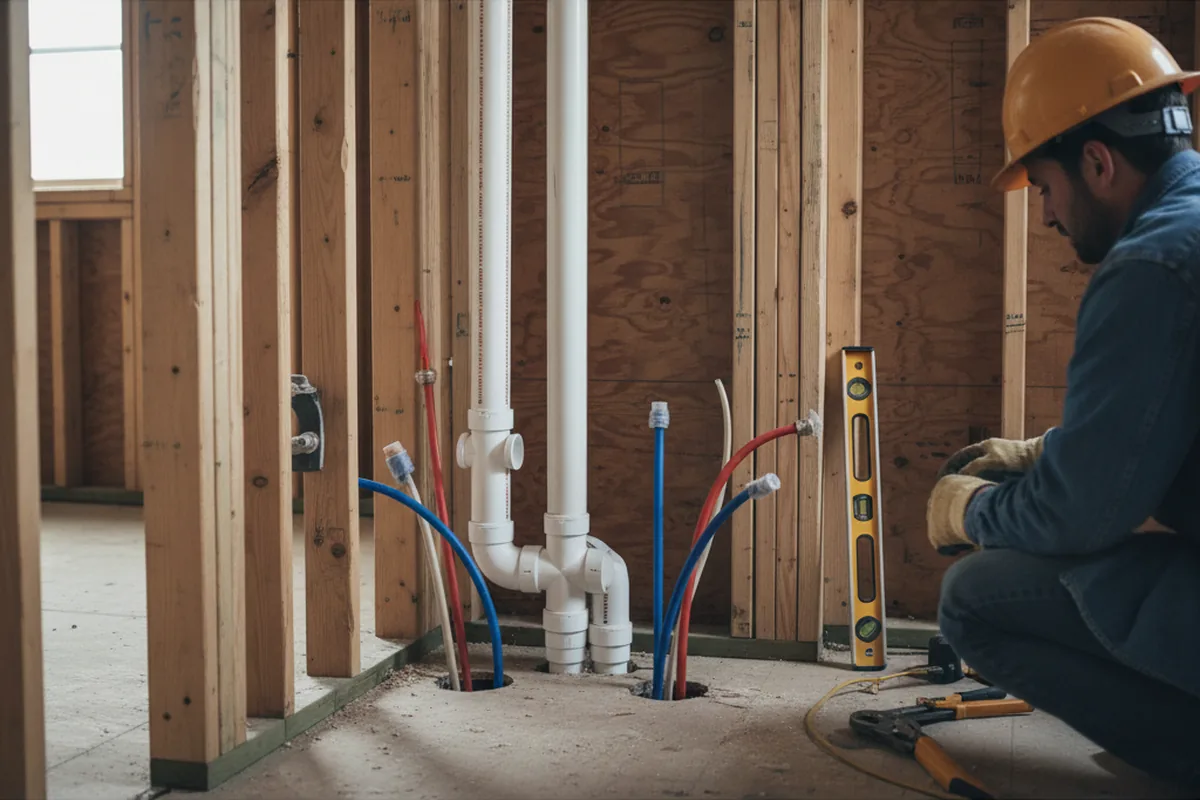 Drain and supply rough-in during Leak Detection in Hedrick